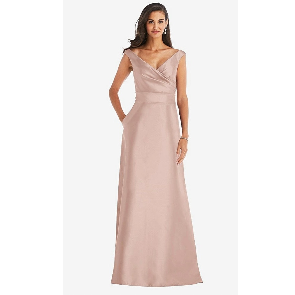 Alfred Sung:  Off the Shoulder Satin Gown (NWOT)